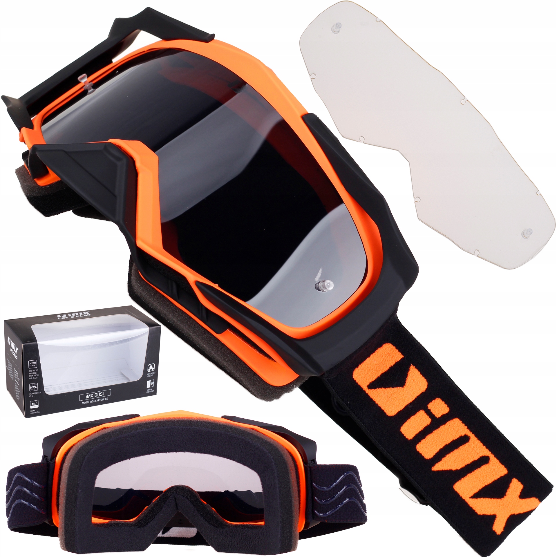 

iMX Dust Orange Black Gogle Cross Enduro 2 Szyby