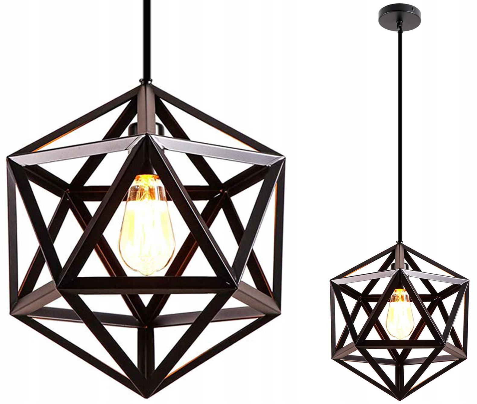 

Lampa wisząca sufitowa Klatka duża czarna metalowa