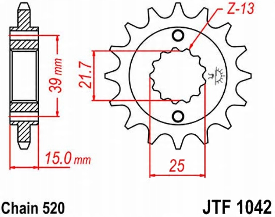 

Zębatka przednia Jt F1042 14-16 Kymco Mxu 250