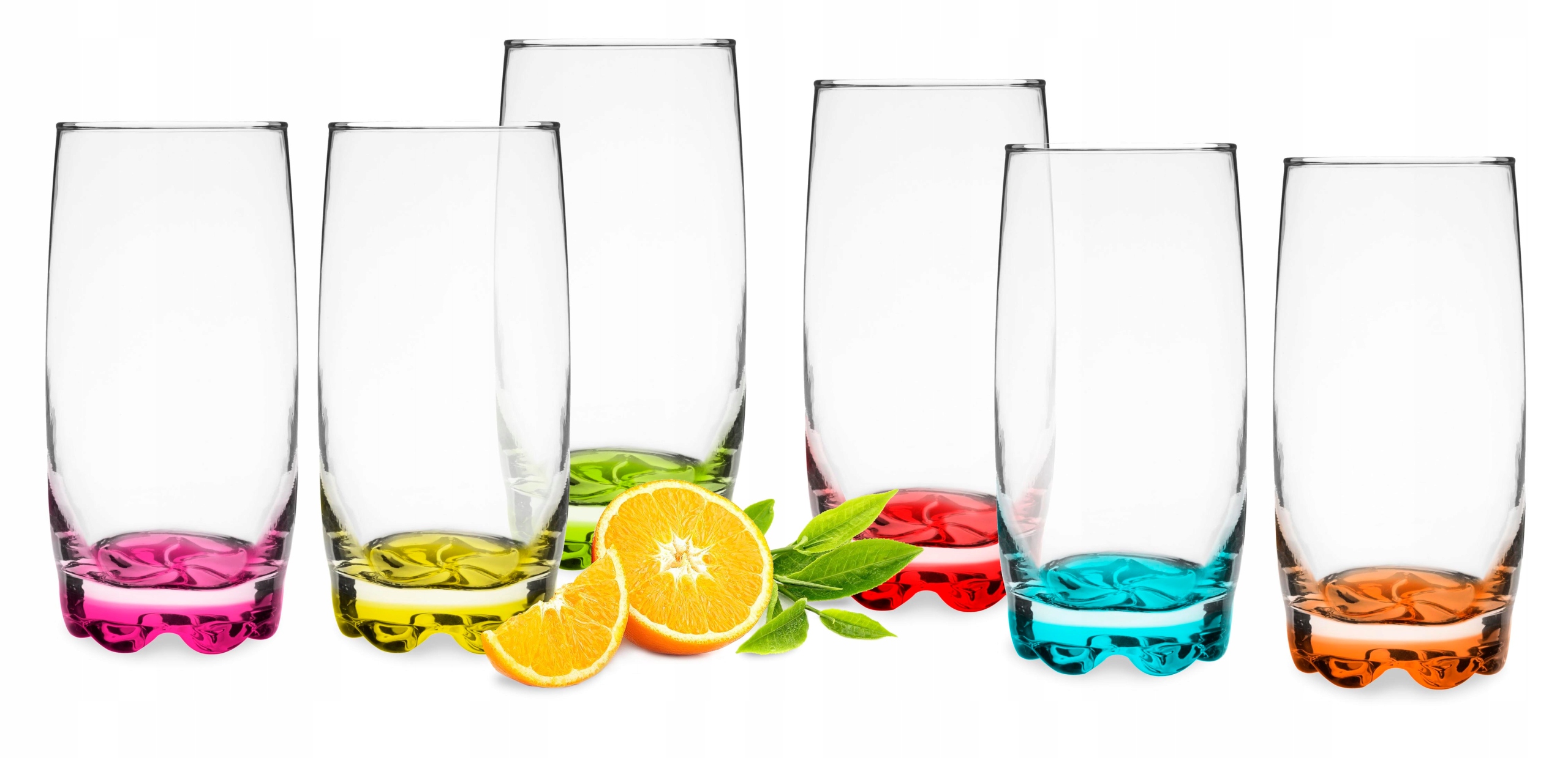 

Szklanki do drinków soku wody 350ml Kolorowe dno