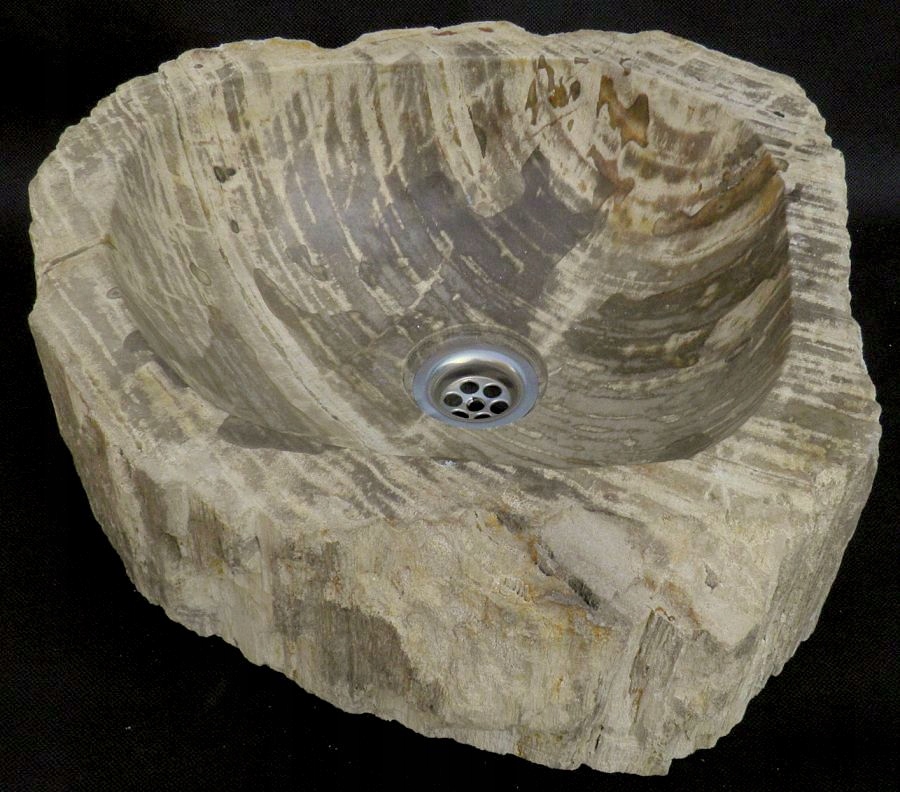 Umywalka kamienna nablatowa skamieniałe drewno 38x37cm FOSSIL18
