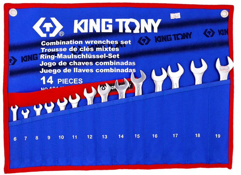 Očkoploché kľúče 6-19 mm 14 ks Puzdro King Tony 1214MRN05