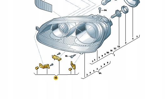 ZESTAW NAPRAWCZY REFLEKTORA JETTA GOLF 1K0998226 Installation side right