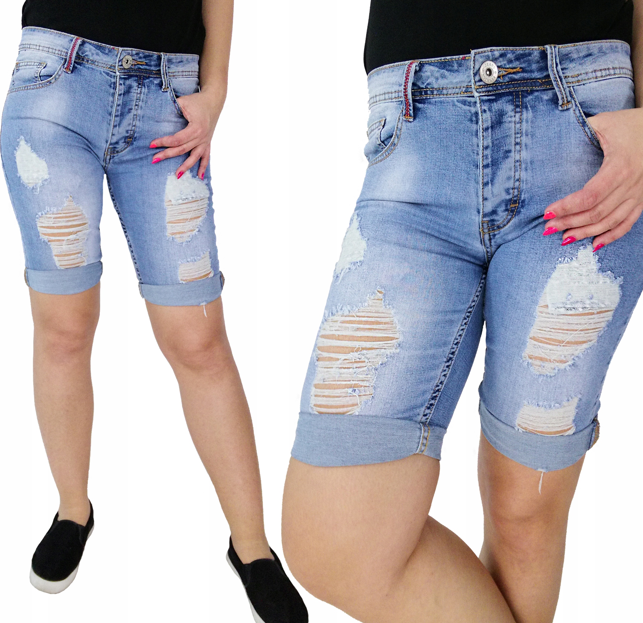 

Italy Spodenki Jeans Strzępione Dziury XL 42