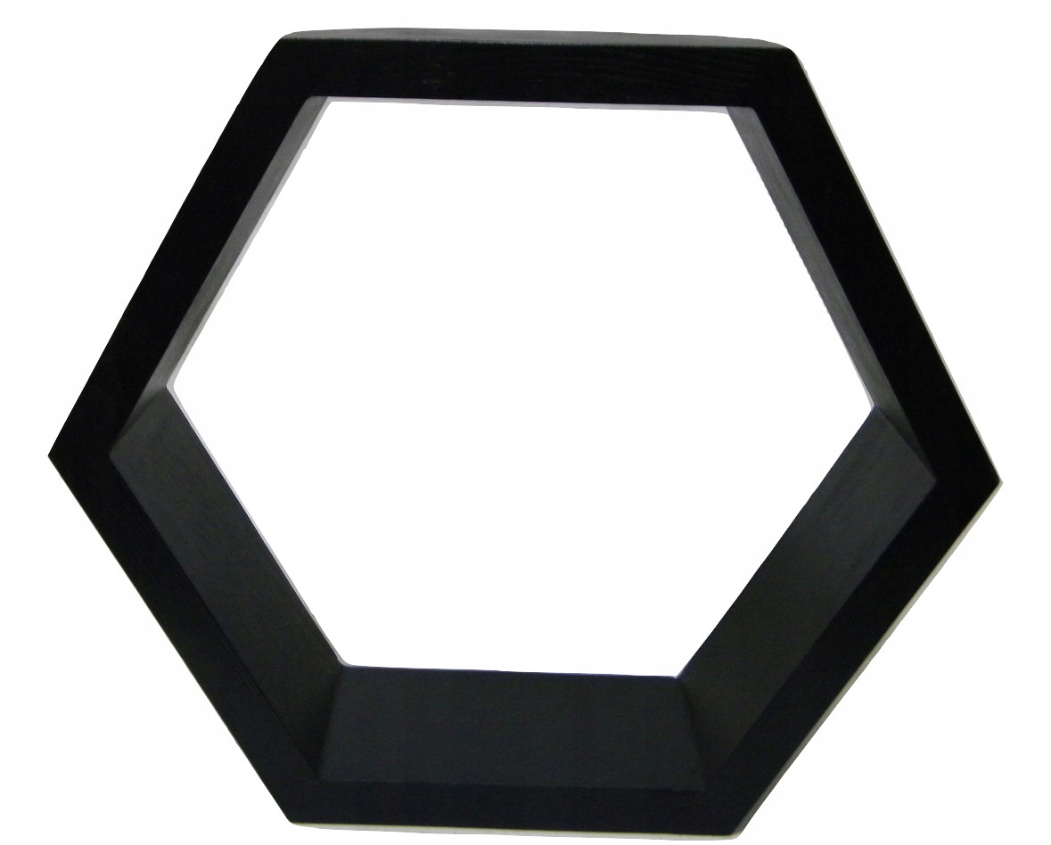 

Półka Plaster Miodu Hexagon Czarna Drewno Sosna