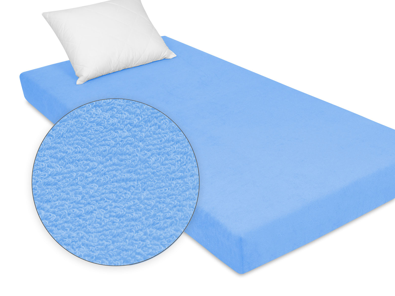 

Prześcieradło bardzo grube frota niebieskie 80x200