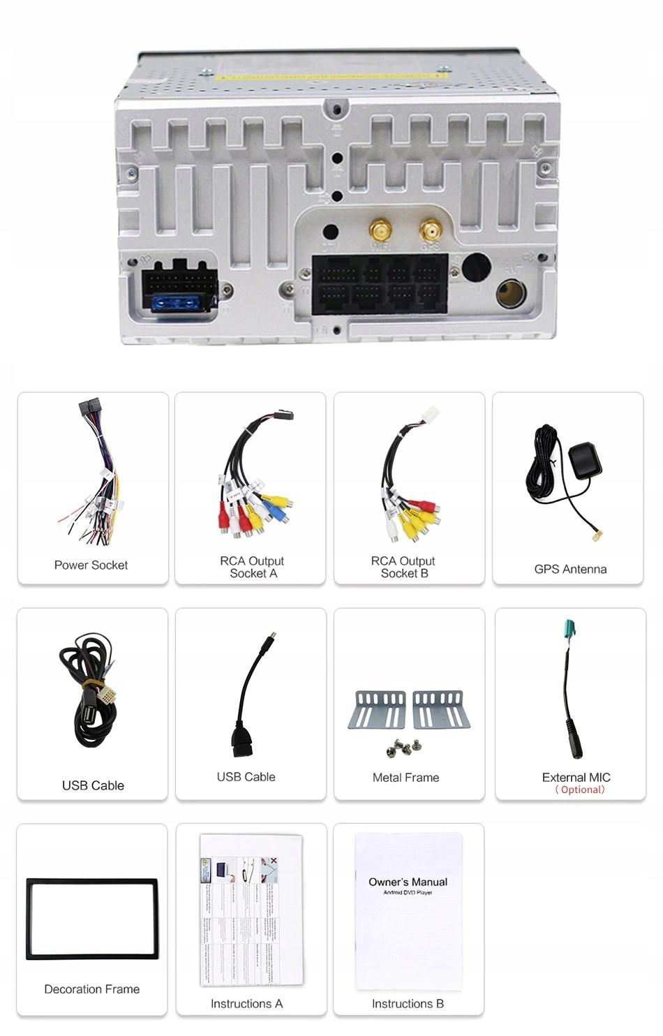 Uniwersalne radio Android 12 2DIN PL menu + kamera Model 12377