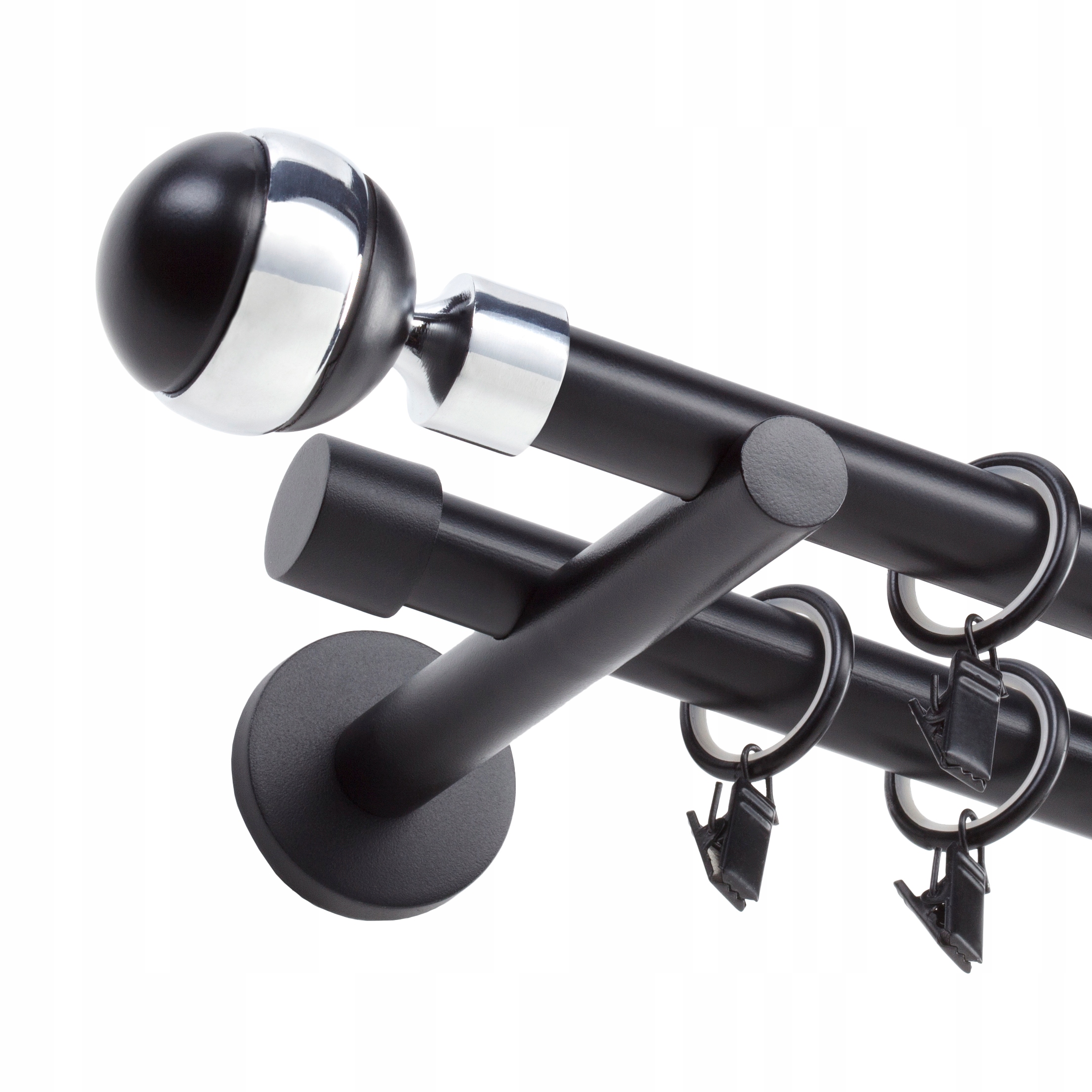 KARNISZ METALOWY CZARNY PODWÓJNY 19mm 360cm WZORY