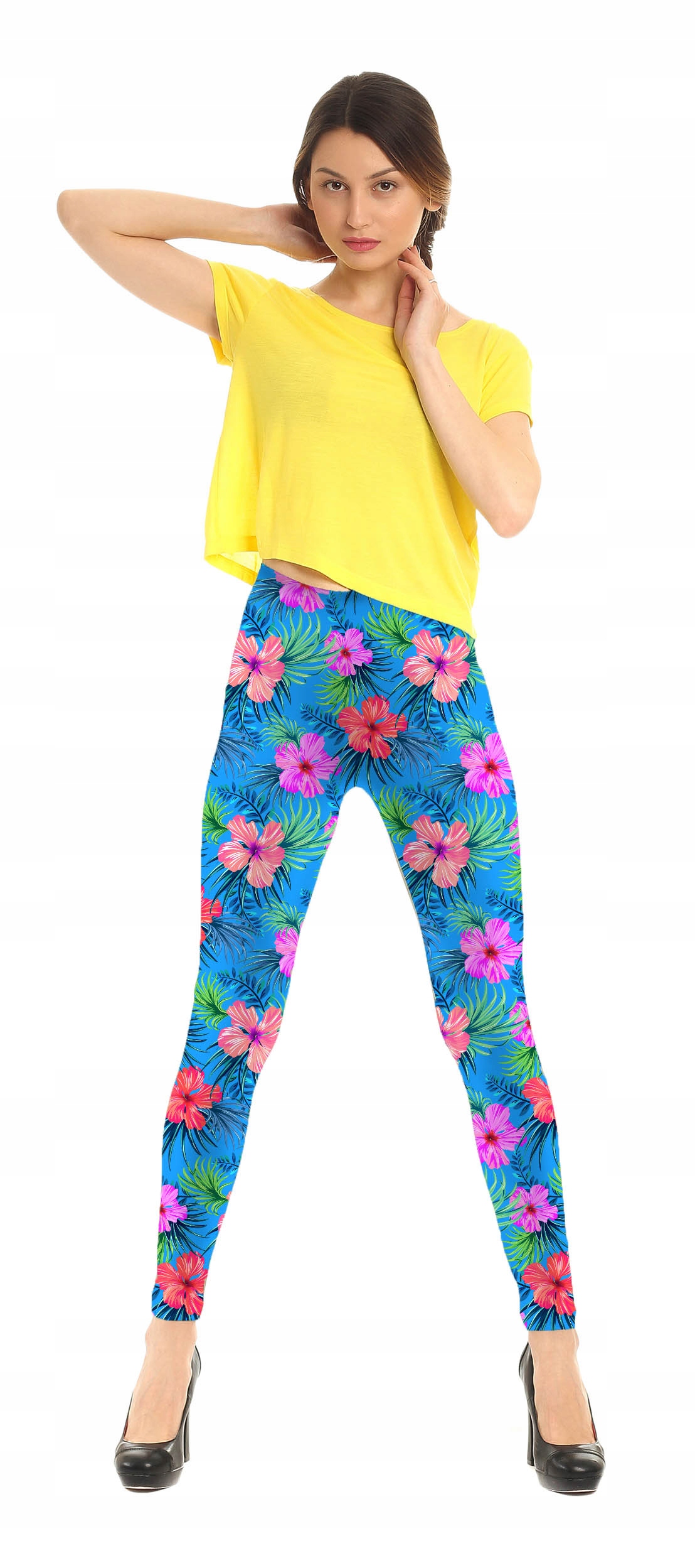 LEGGINSY ŚWIAT KWIATÓW FITNESS YOGA MODA Rozmiar uniwersalny
