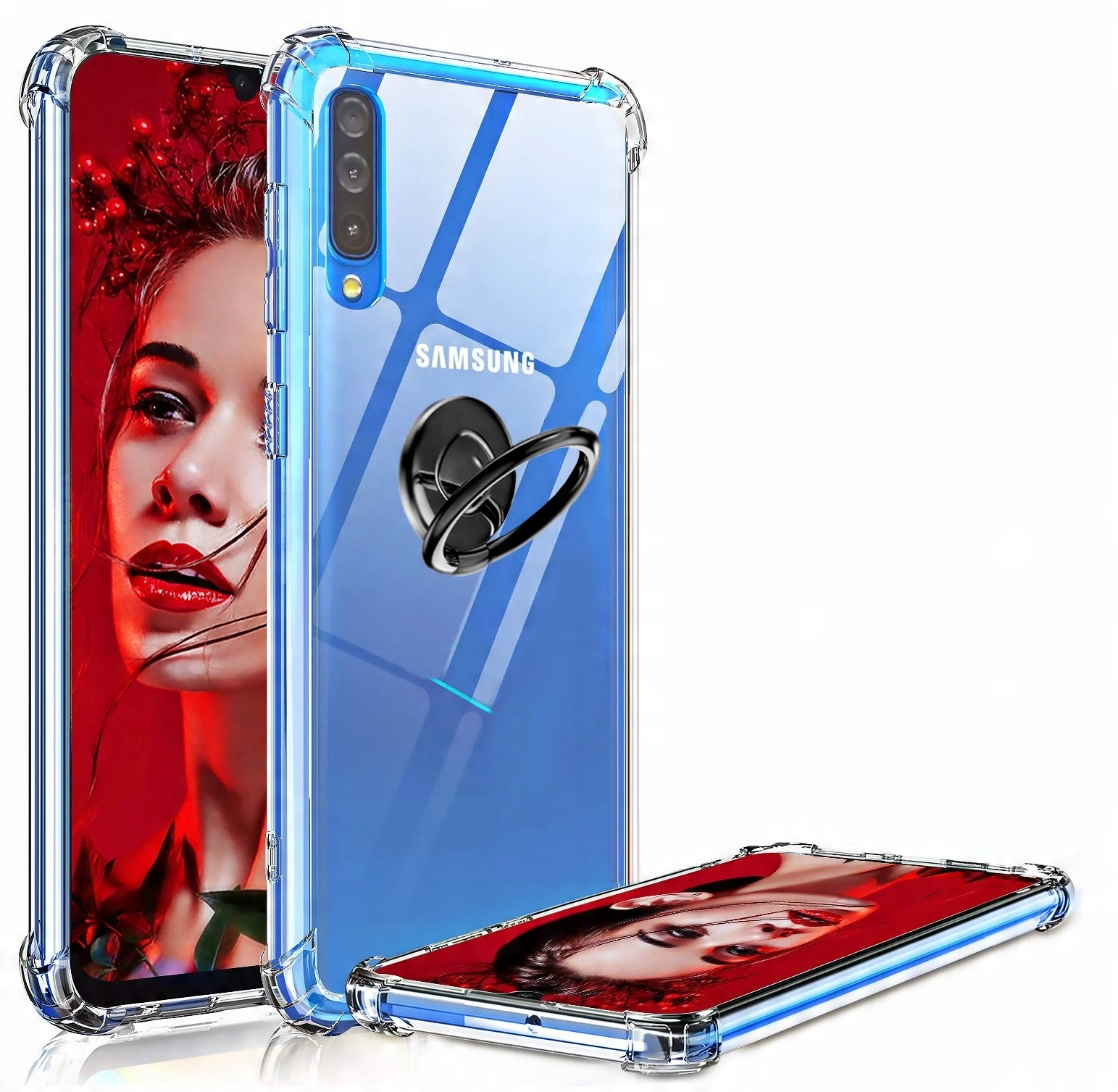 

Etui Clear Case Do Samsung A70 Slim Ring + Szkło