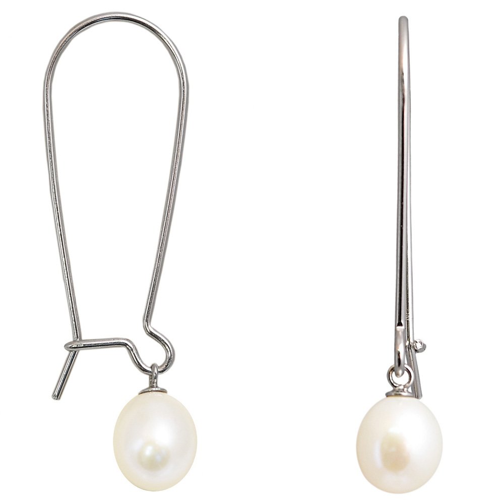 Elegantní Stříbrné Dlouhé Závěsné Náušnice S Perlami Na Biglu
