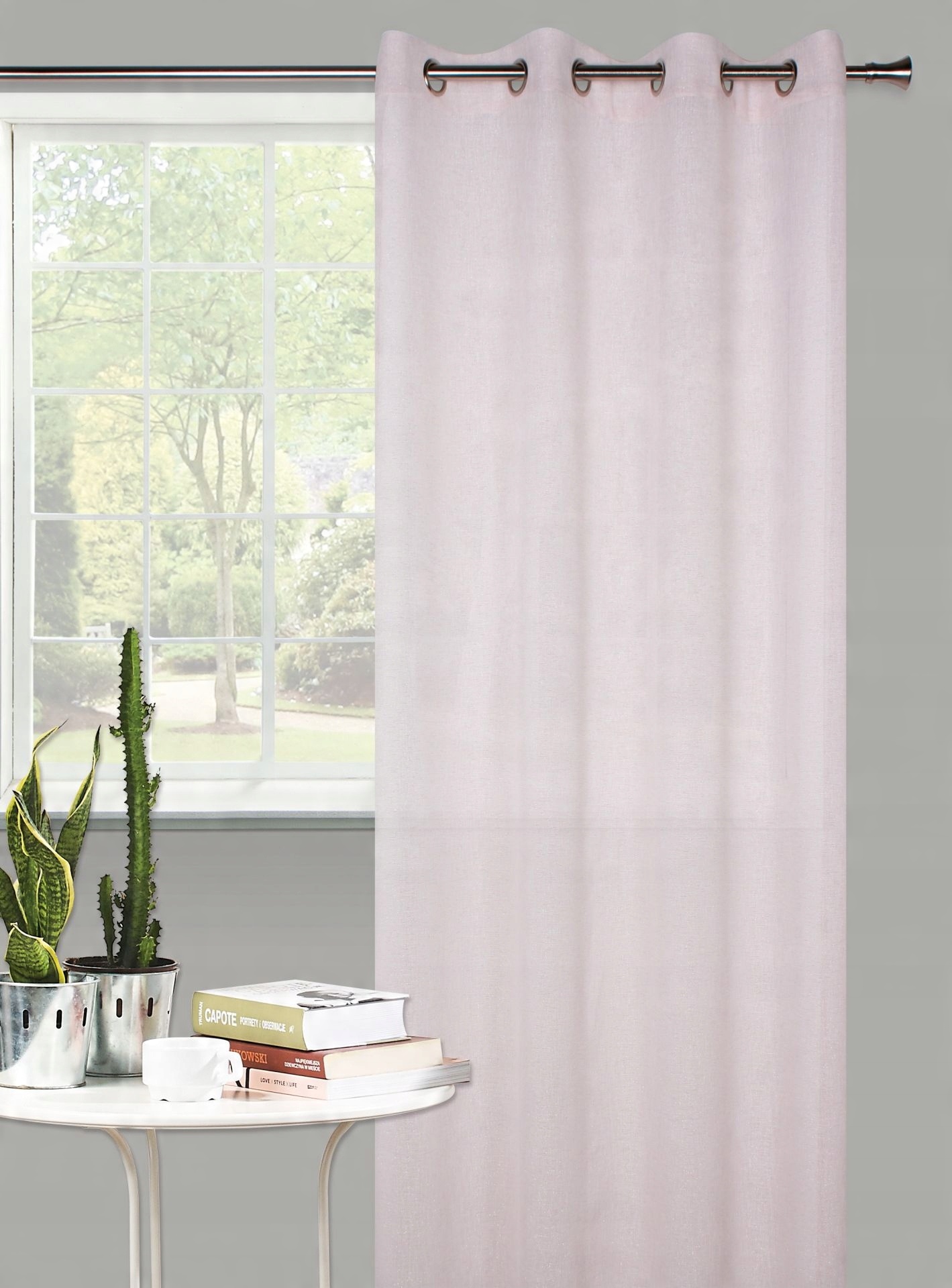 

Firana Lametta 140x245 połysk kółka różowy glamour