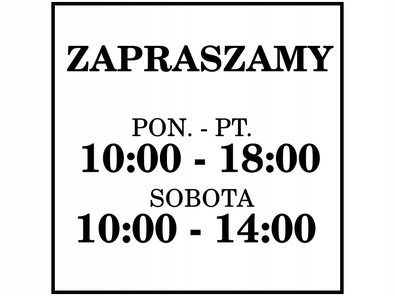 

Naklejka godziny otwarcia Zapraszamy drzwi 30cm