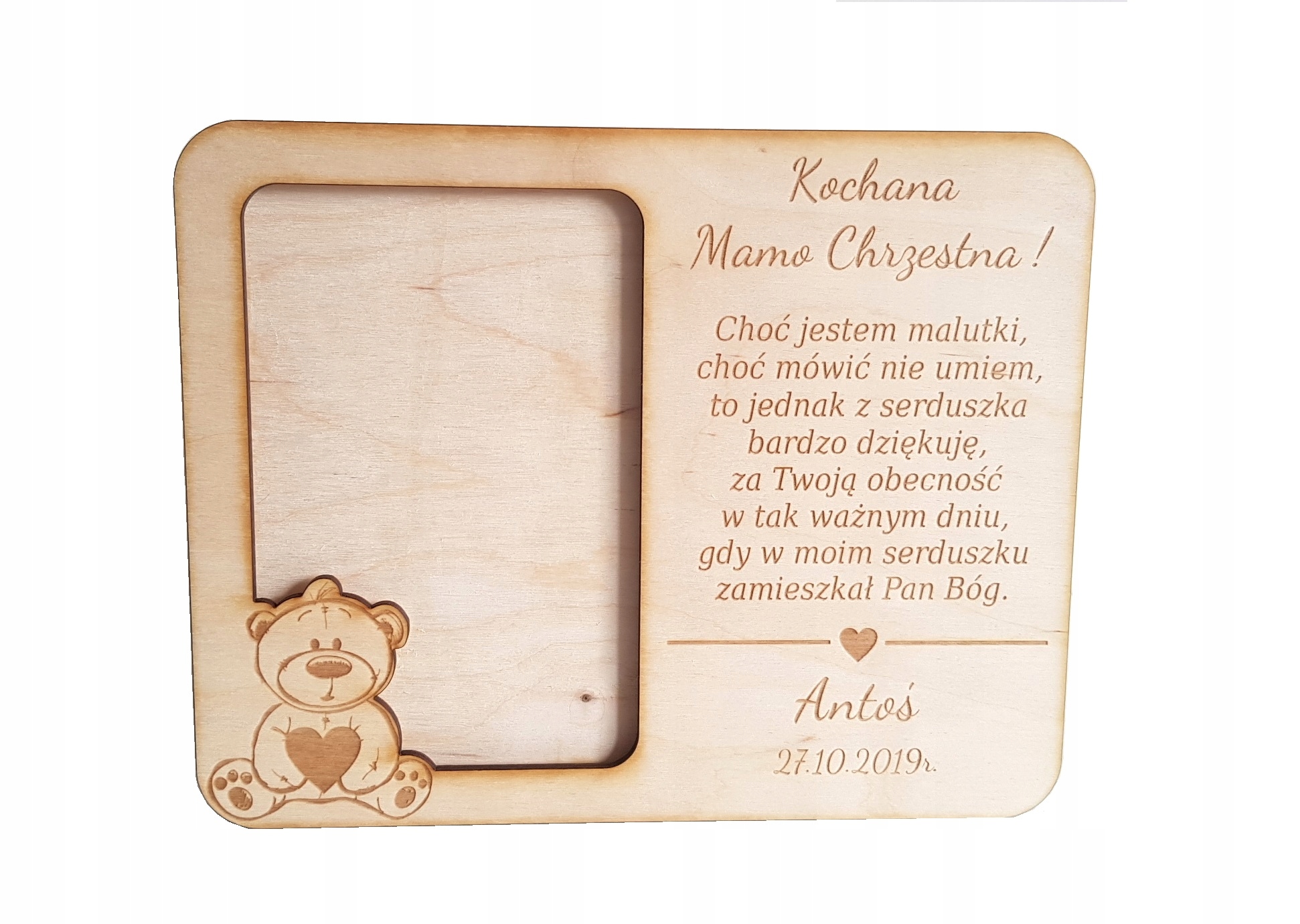 RAMKA NA ZDJĘCIE PAMIĄTKA CHRZTU DLA CHRZESTNEJ