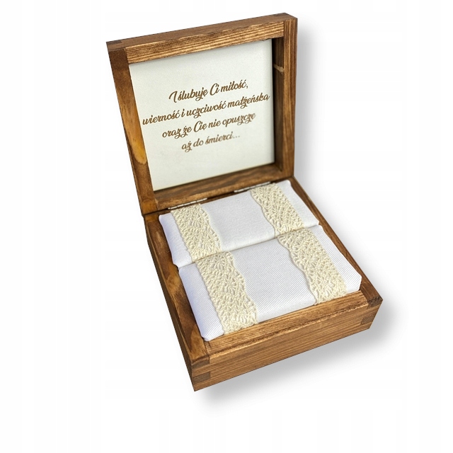 

Pudełko na obrączki kwadratowe brązowe Lace