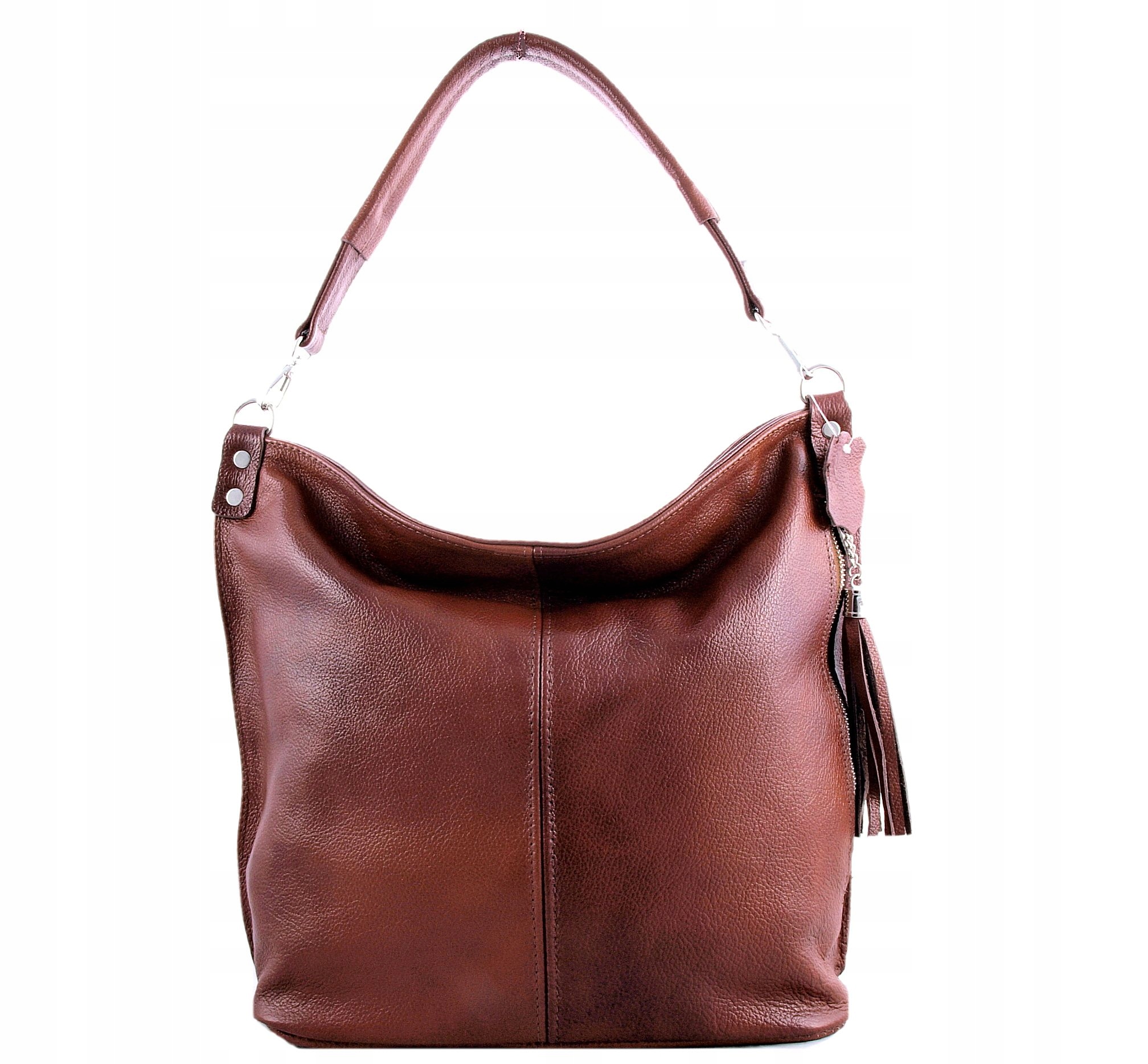 TOREBKA SKÓRZANA WOREK BRĄZOWO-RUDA LISTONOSZKA Wielkość duża (mieszcząca A4)