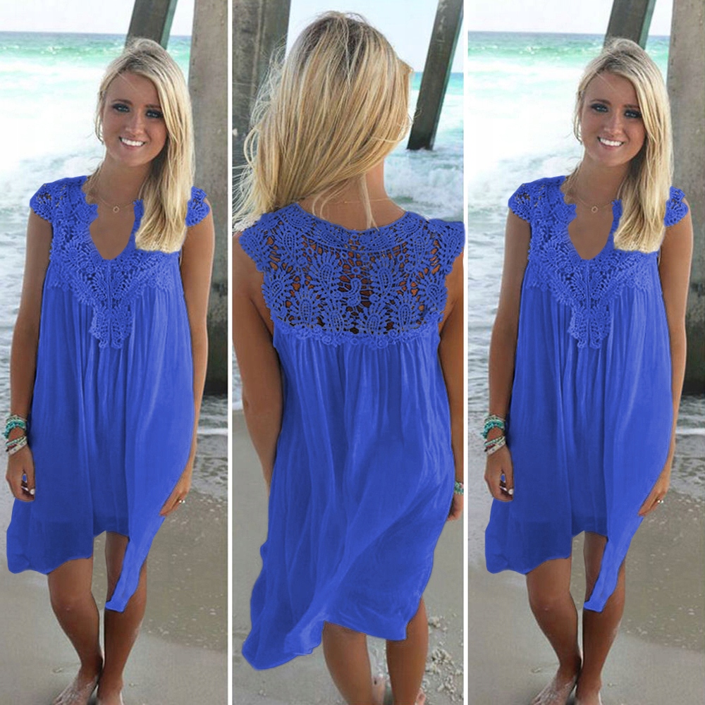 TUNIKA PLAŻOWA LETNIA SUKIENKA MINI KORONKA BOHO Marka SNM