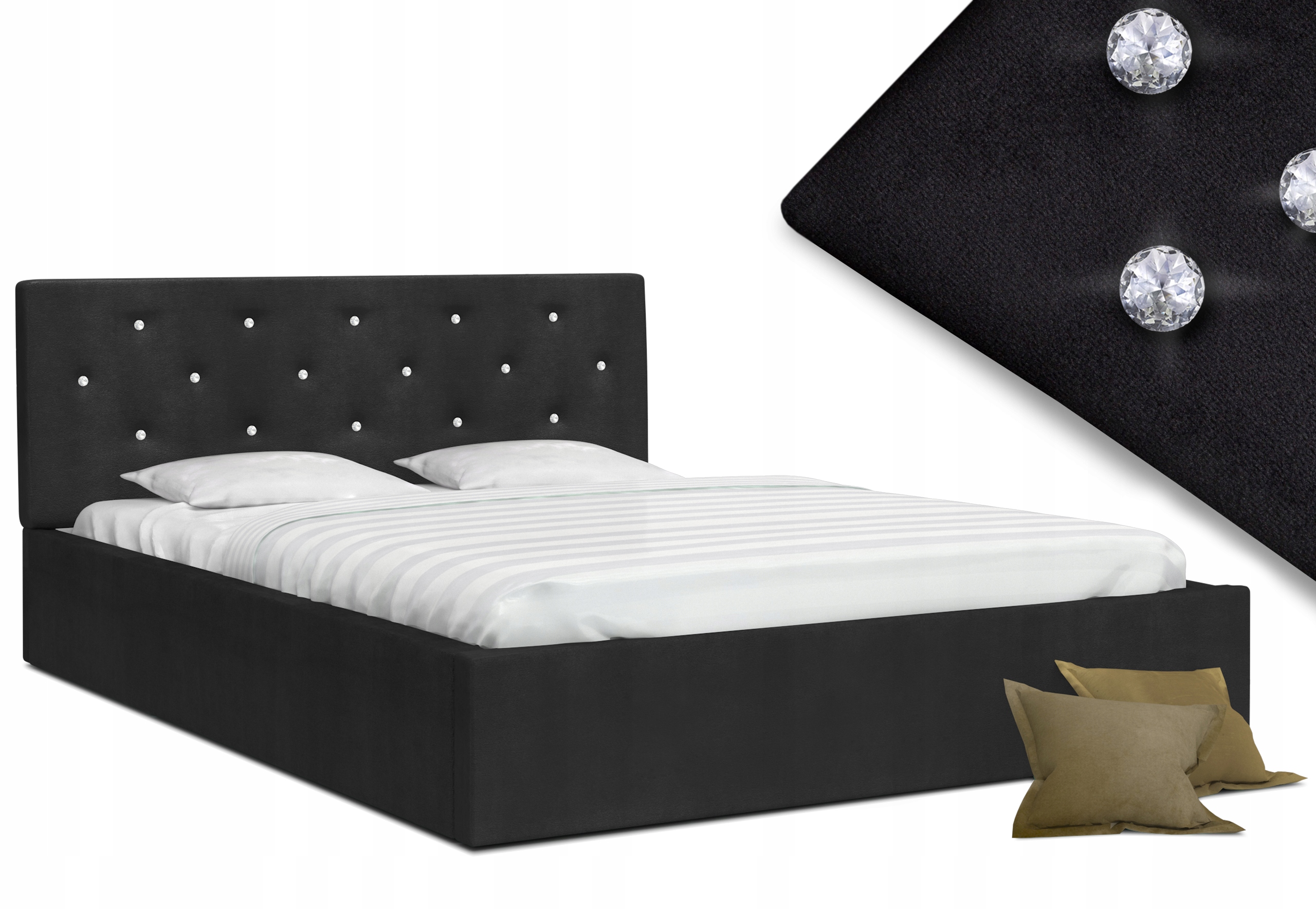 

Łóżko 160x200 materac stelaż czarny Crystal Pm