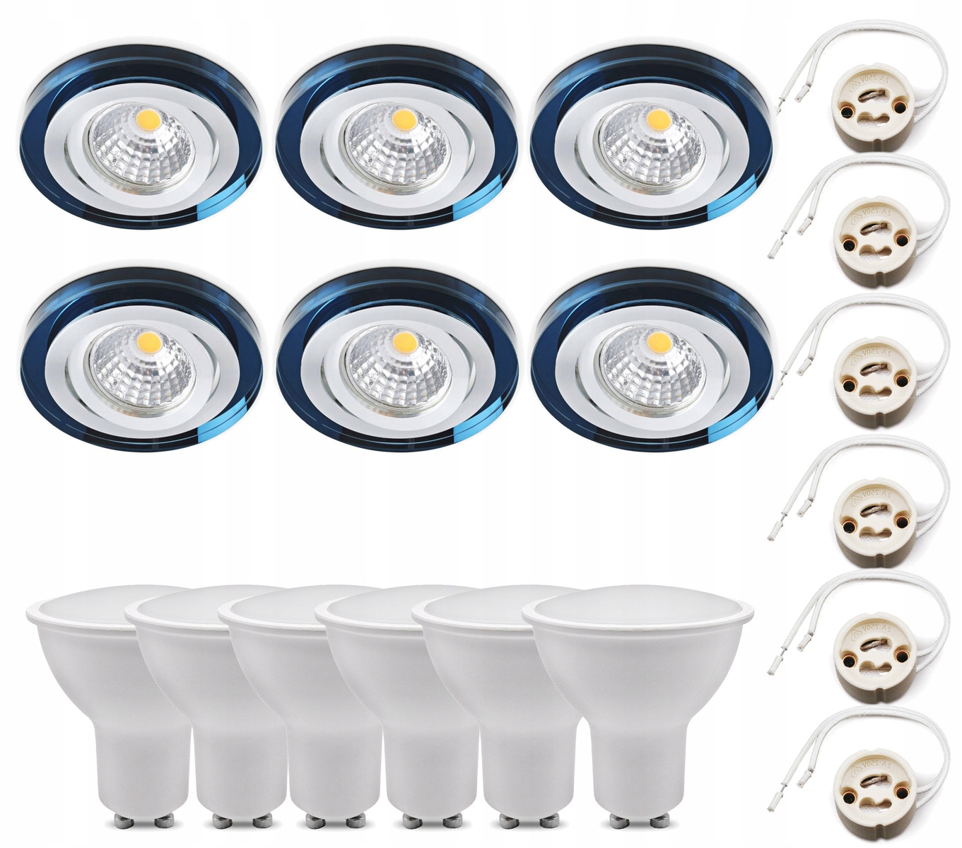 

Zestaw 6x Oczko Halogenowe Szklane Okrąg +led GU10