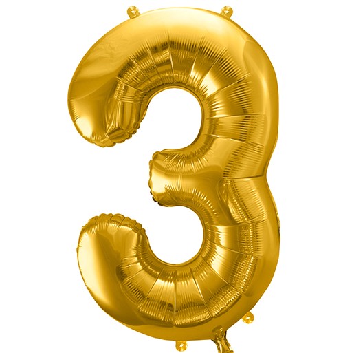 balon foliowy ,,3'' ZŁOTO 86cm | FB1M-3-019 — 6