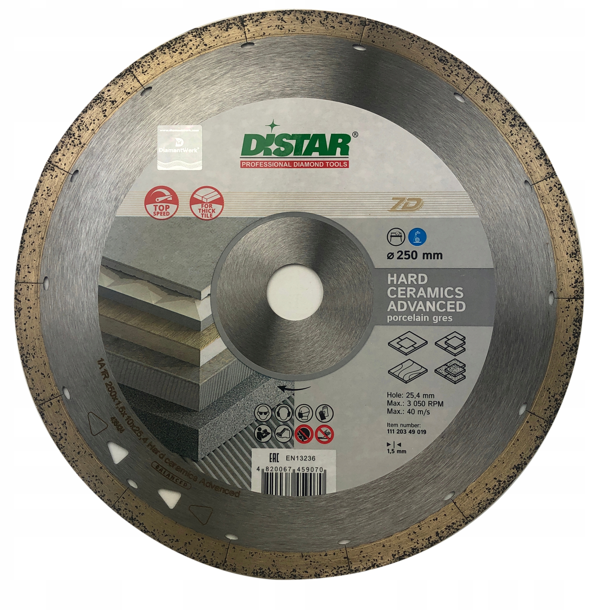 Řezací kotouč Distar Hard Ceramics Advanced 250 mm 25,4 mm 1,5 mm