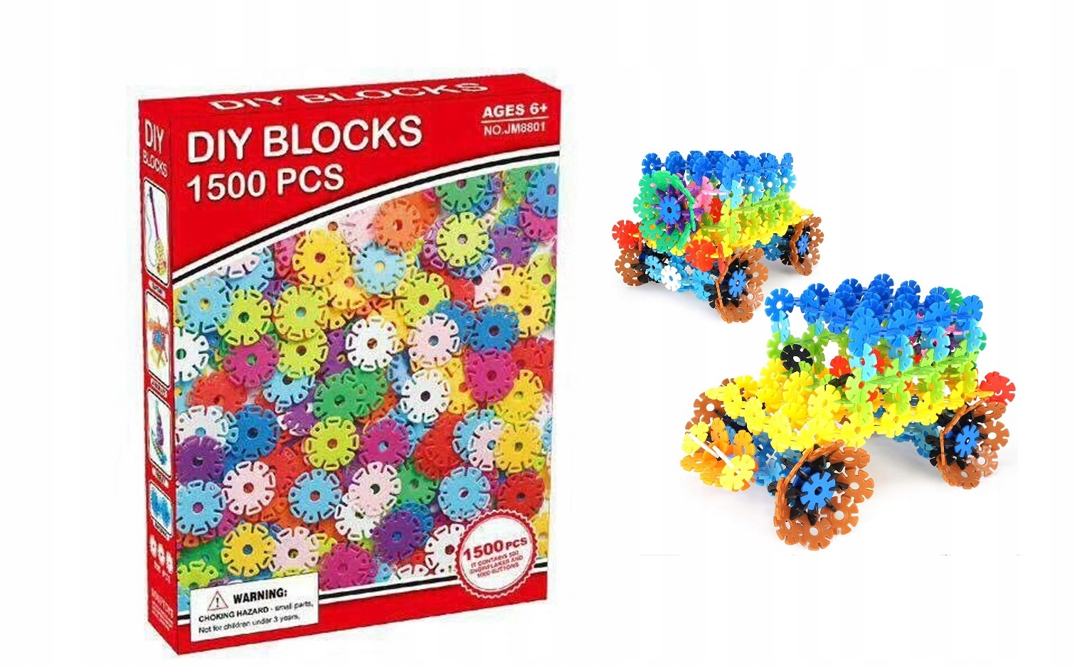 KLOCKI PRZESTRZENE KREATYWNE PŁATKI ŚNIEGU 1500el