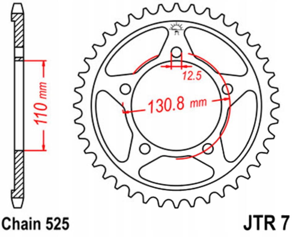 Zadní ozubené kolo Jt R7 44-45Z Bmw S 1000 Rr Pro Abs