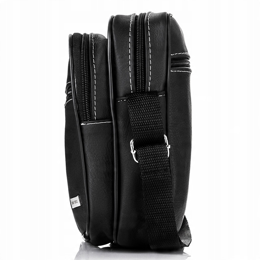 ÐœÐ°Ð»ÐµÐ½ÑŒÐºÐ°Ñ Ð¼ÑƒÐ¶ÑÐºÐ°Ñ ÑÑƒÐ¼ÐºÐ° Ñ‡ÐµÑ€ÐµÐ· Ð¿Ð»ÐµÑ‡Ð¾ ÐºÐ¾Ð¶Ð° B-03-BL Number of Pockets 3