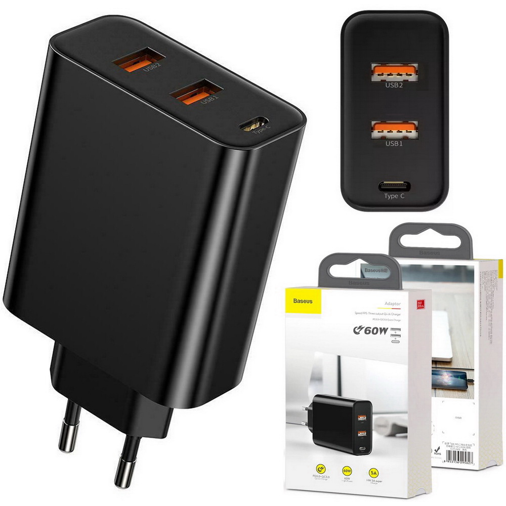 

Baseus Ładowarka Sieciowa 60W 5A QC3.0 Pd Usb-c