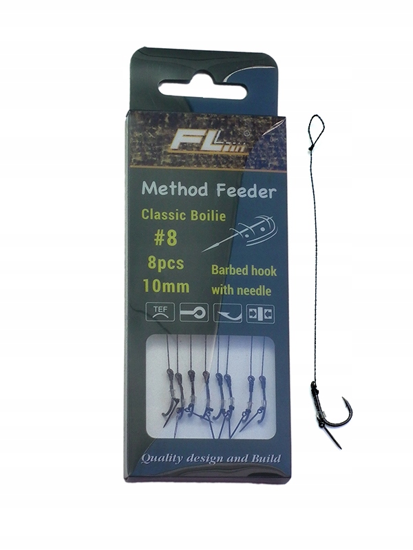 

Teflonowe haki nr 8 method feeder z igłą plecionka