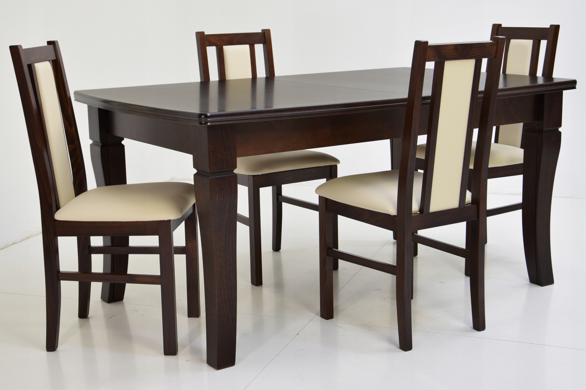 Rozkładany stół 4m i 4 krzesła DREWNIANE do kuchni Długość stołu 160 cm