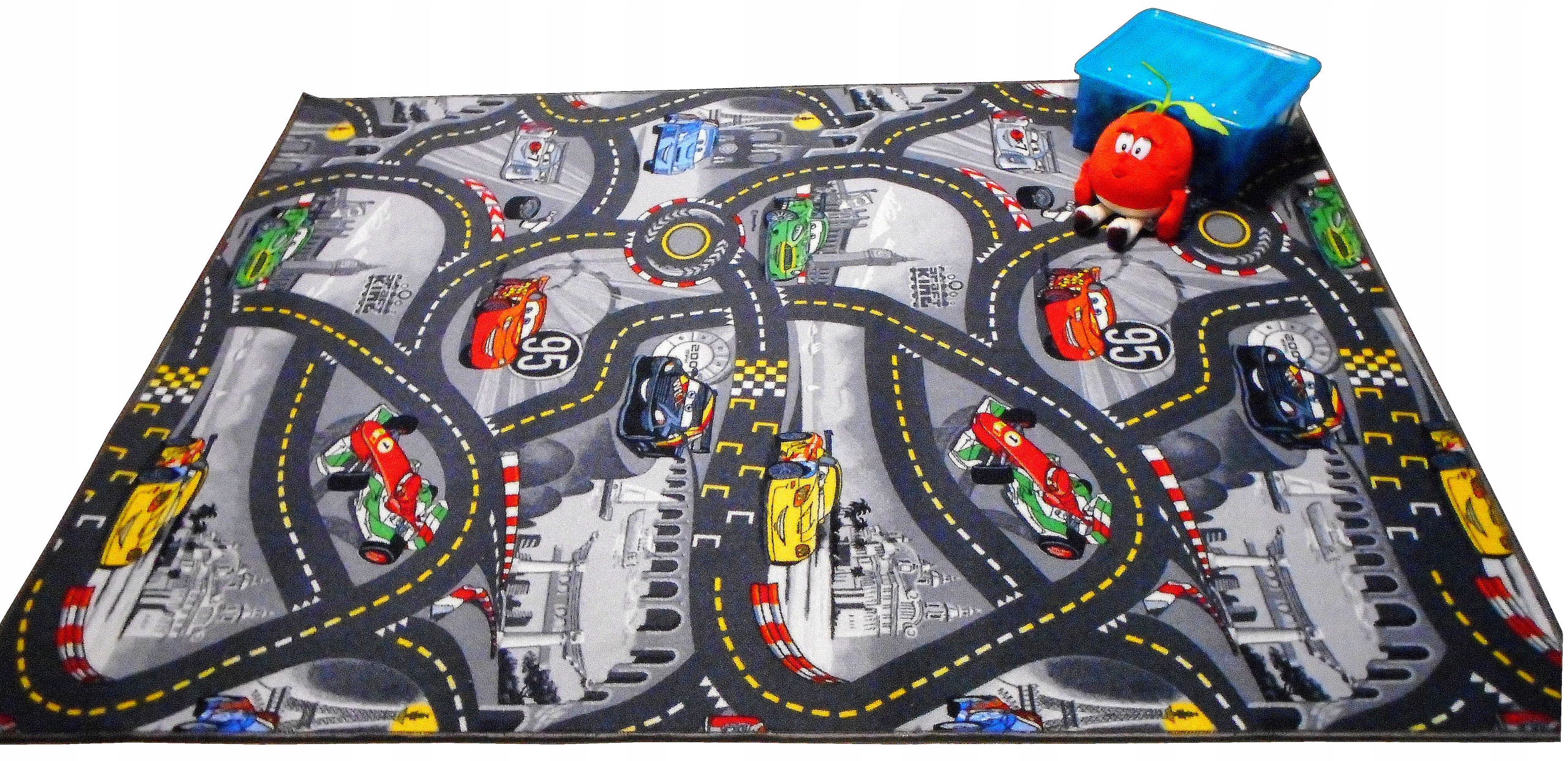 DYWAN DISNEY CARS ULICE MIASTO 200x150 AUTA SZARE Długość 150 cm