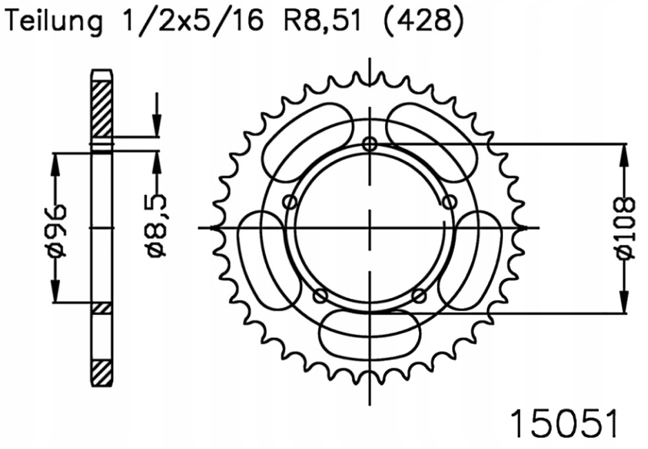 Zadní ozubené kolo 428 Esjot 49Z Mz/muz Sm 125 01-08