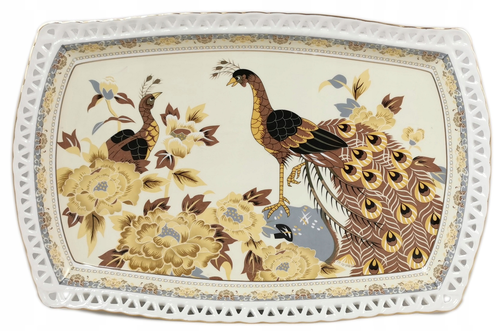 

Patera Paw Brązowy taca porcelanowa ażurowa 35cm.