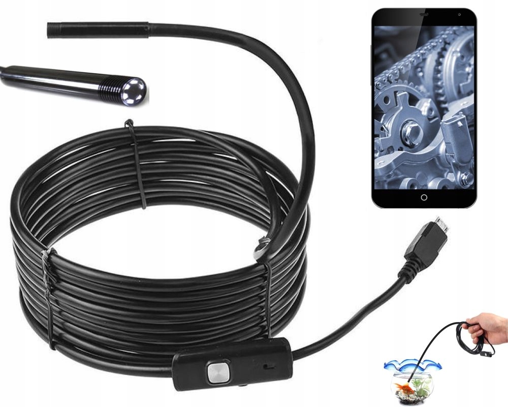 

Kamerka Inspekcyjna Endoskopowa Usb Android Led 5m
