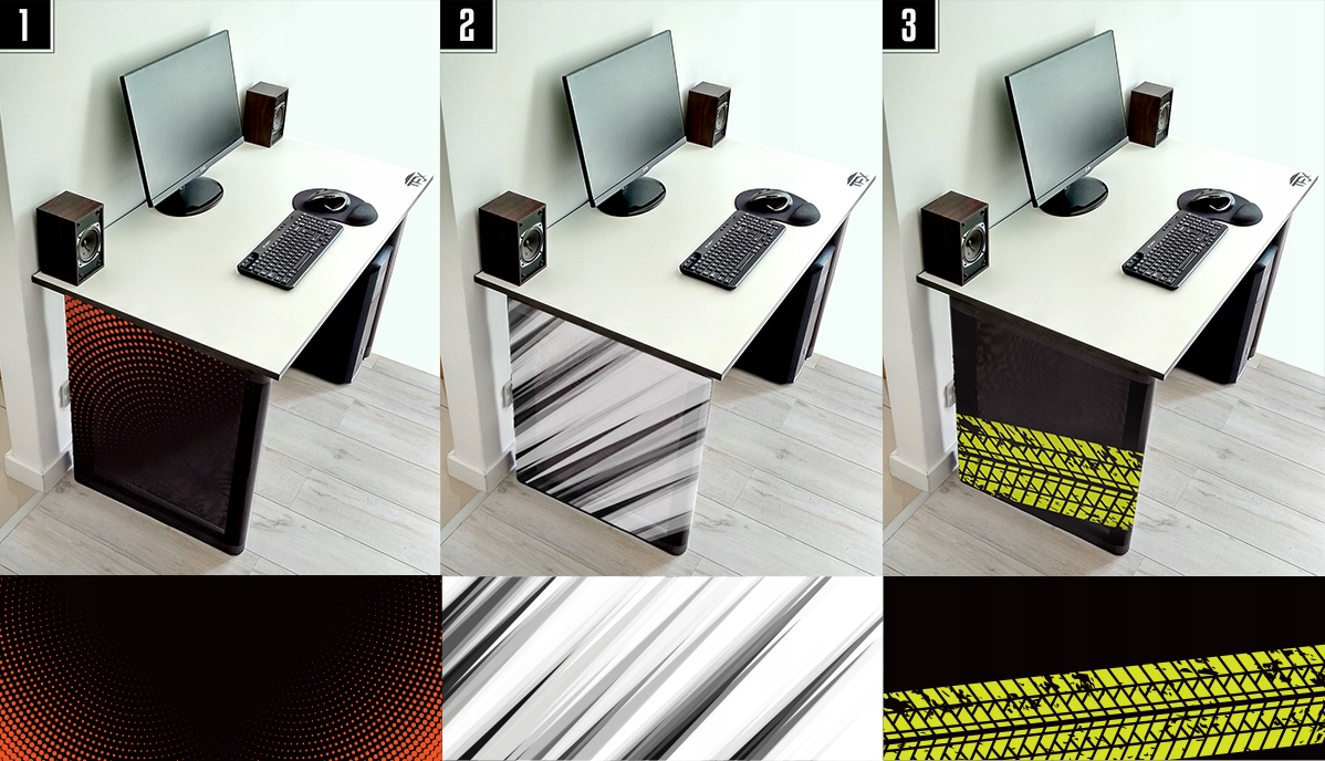 BIURKO GAMINGOWE KOMPUTEROWE STÓŁ DLA GRACZA WZORY Szerokość mebla 120 cm