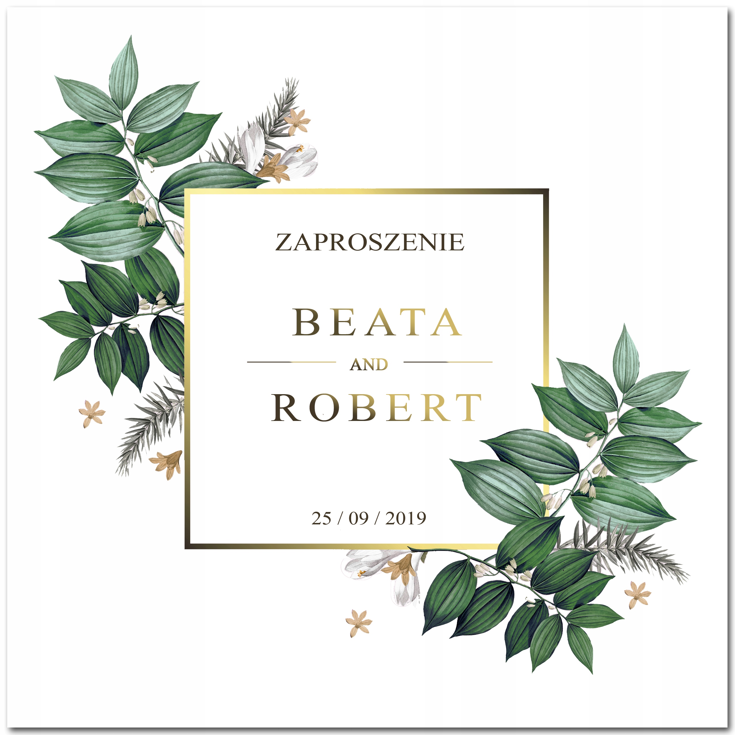 Zaproszenia Ślubne rustykalne kwiaty + koperta