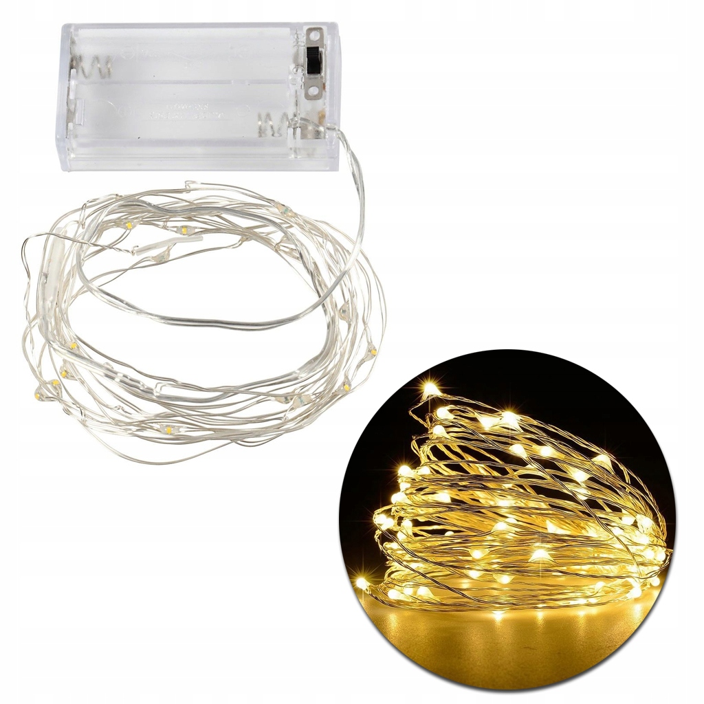 

Lampki Na Druciku 20 Led na Baterie Ciepłe Światło
