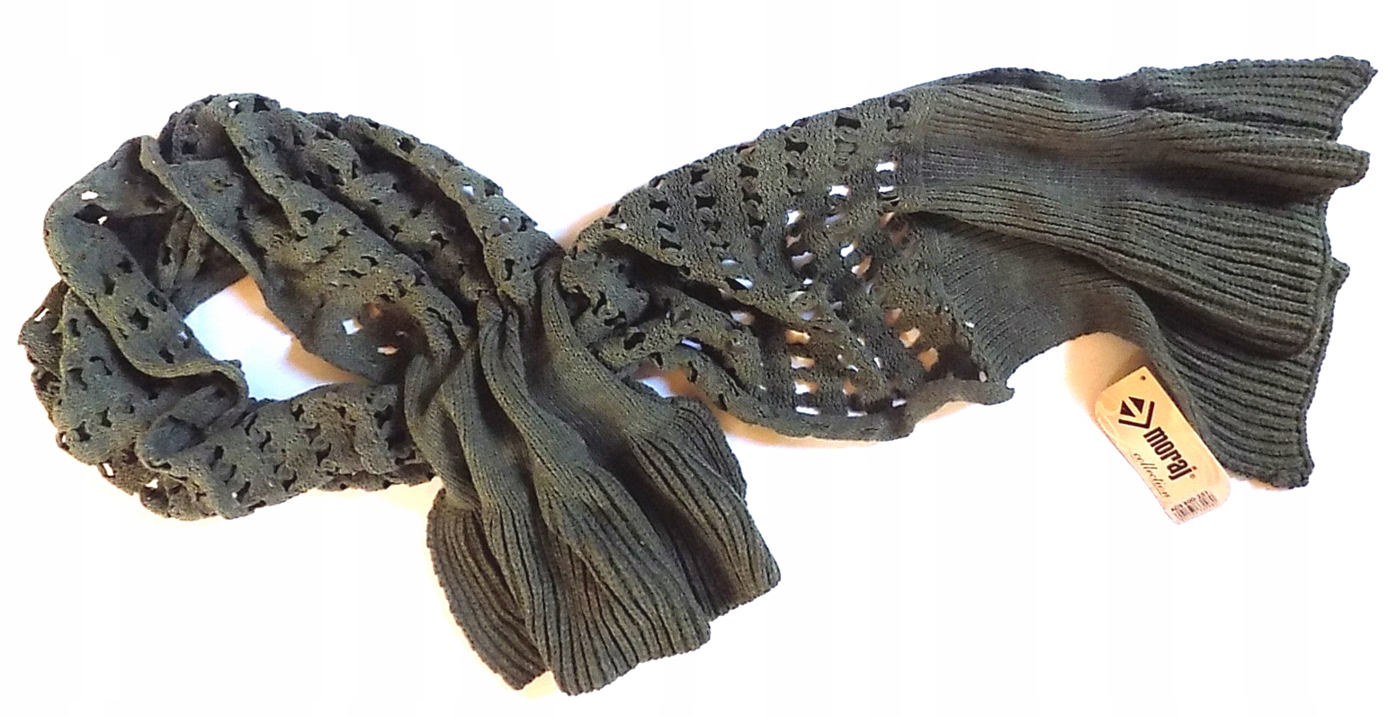 

szalik 100% akryl duży zielony khaki 180 cm Moraj