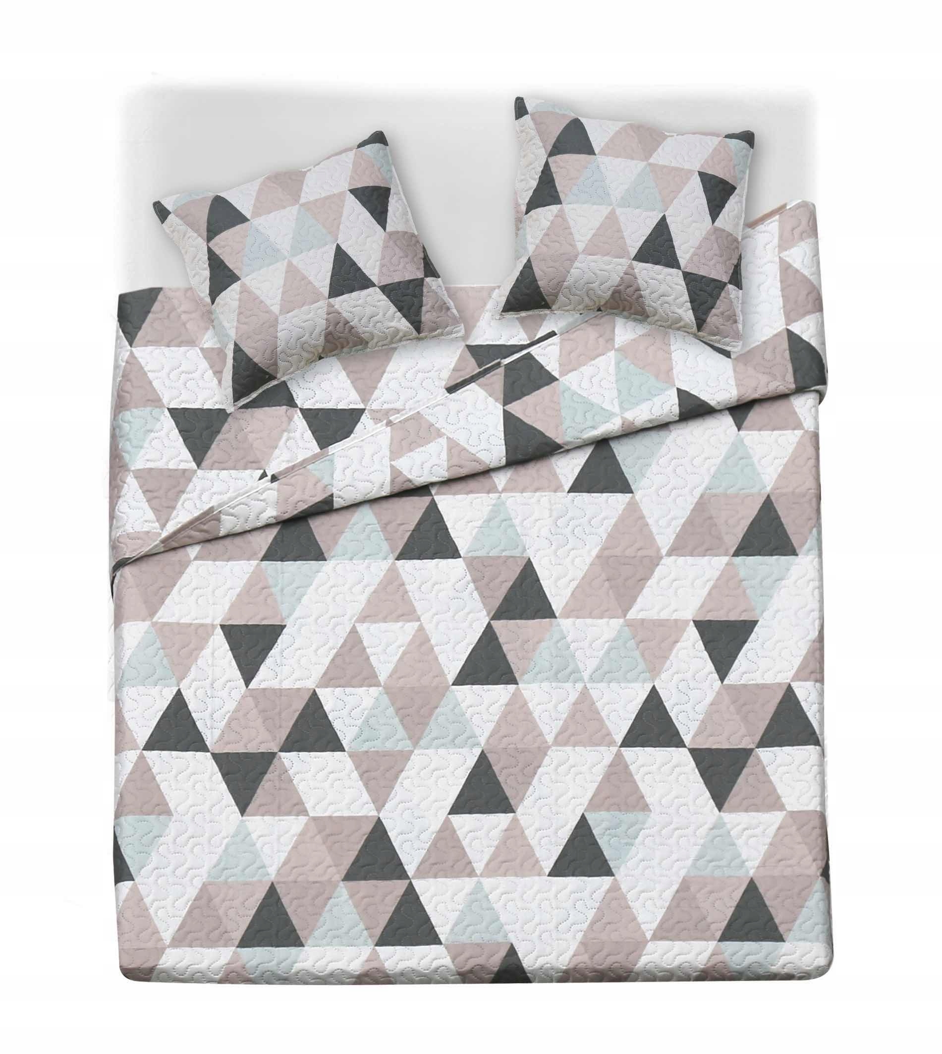 

Narzuta Na Łóżko 200x220 Mięta Róż Trójkąty Vision