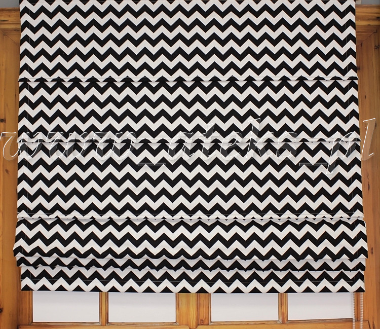 ROLETY RZYMSKIE ROLETA RZYMSKA ZYGZAK 120x170 wys. zygzaki czarne białe Wzór geometryczny