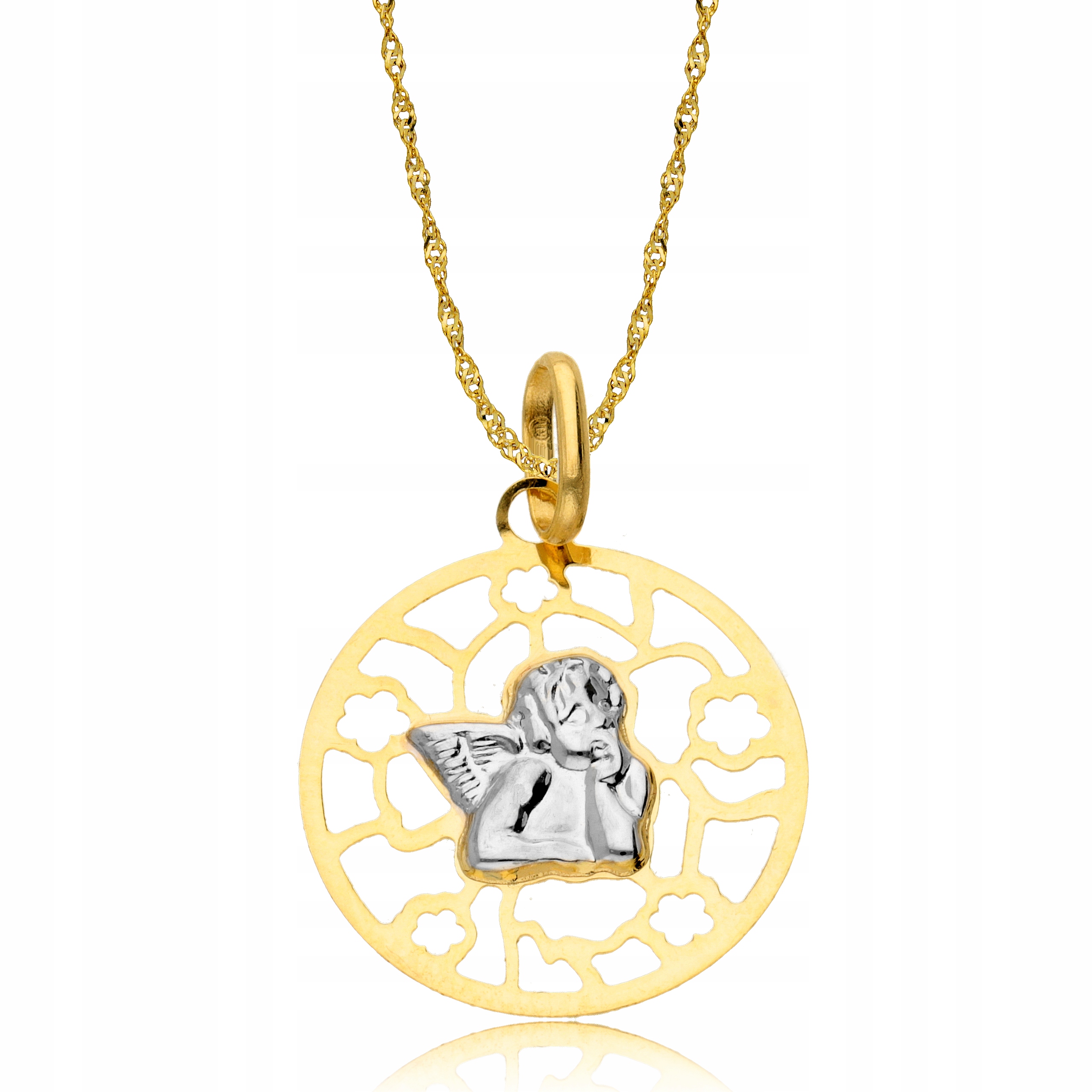 Złoty Łańcuszek 333 Medalik Aniołek Chrzest Komunia Grawer Marka Euforia