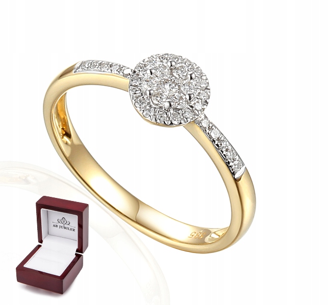Złoty 585 Zaręczynowy Pierścionek Brylanty 0,15ct Grawer Dowolny Rozmiar