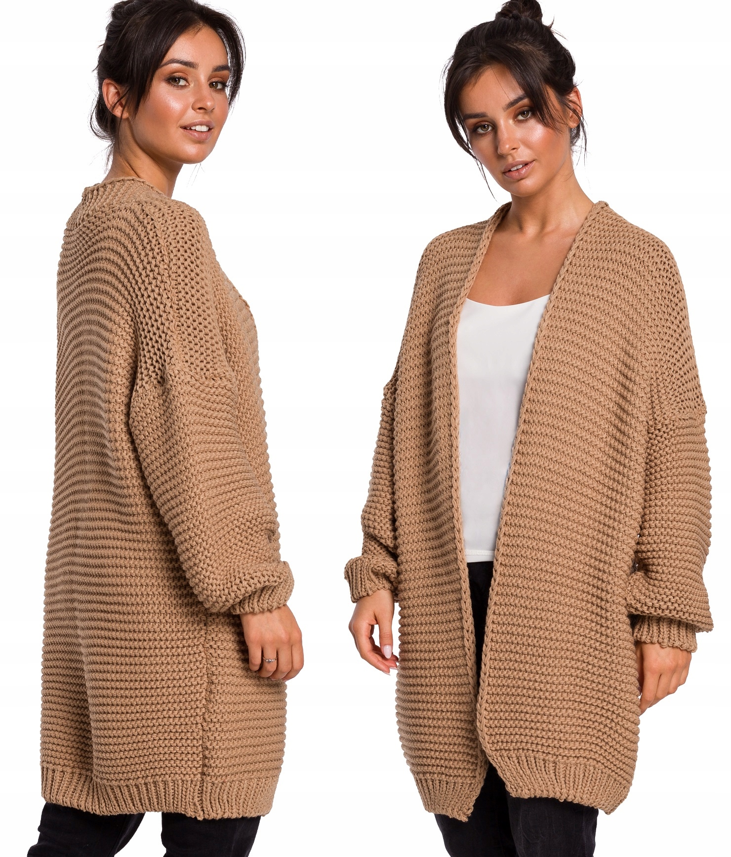 

Ciepły Kardigan Sweter Damski Z Grubej Przędzy