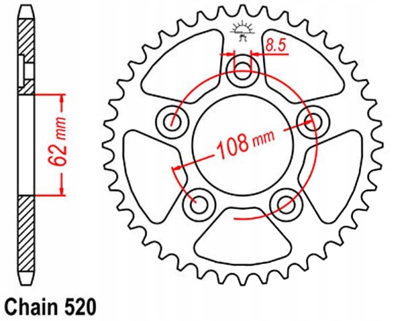 Zadní ozubení 520 Esjot 38 zubů Aprilia Rs 125 Tuono 03-04 Nové