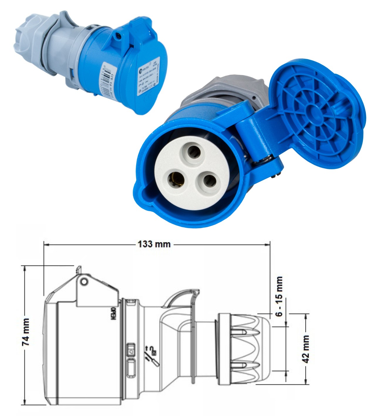 PRZEWÓD ADAPTER REDUKCJA CAMPING CEE 16A 230V 30m Marka ADELID