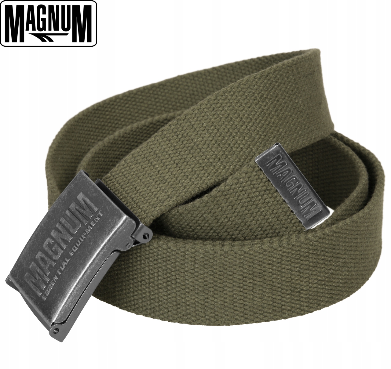 MAGNUM PAS PASEK PARCIANY MĘSKI do 130CM Olive Kolekcja MILITARIA,SURVIVAL