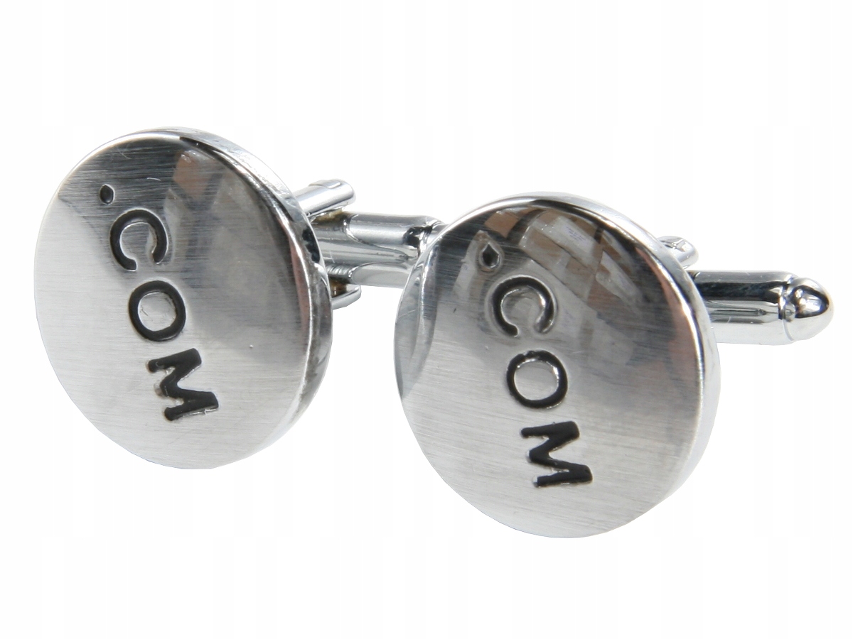 SPINKI DO MANKIETÓW SREBRNE '.com' W PUDEŁKU