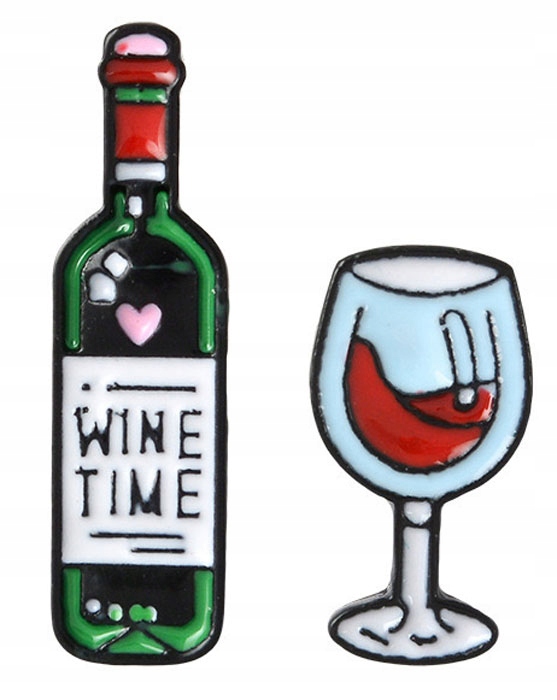 

2 Pins przypinka Wine Time zestaw butelka kielich