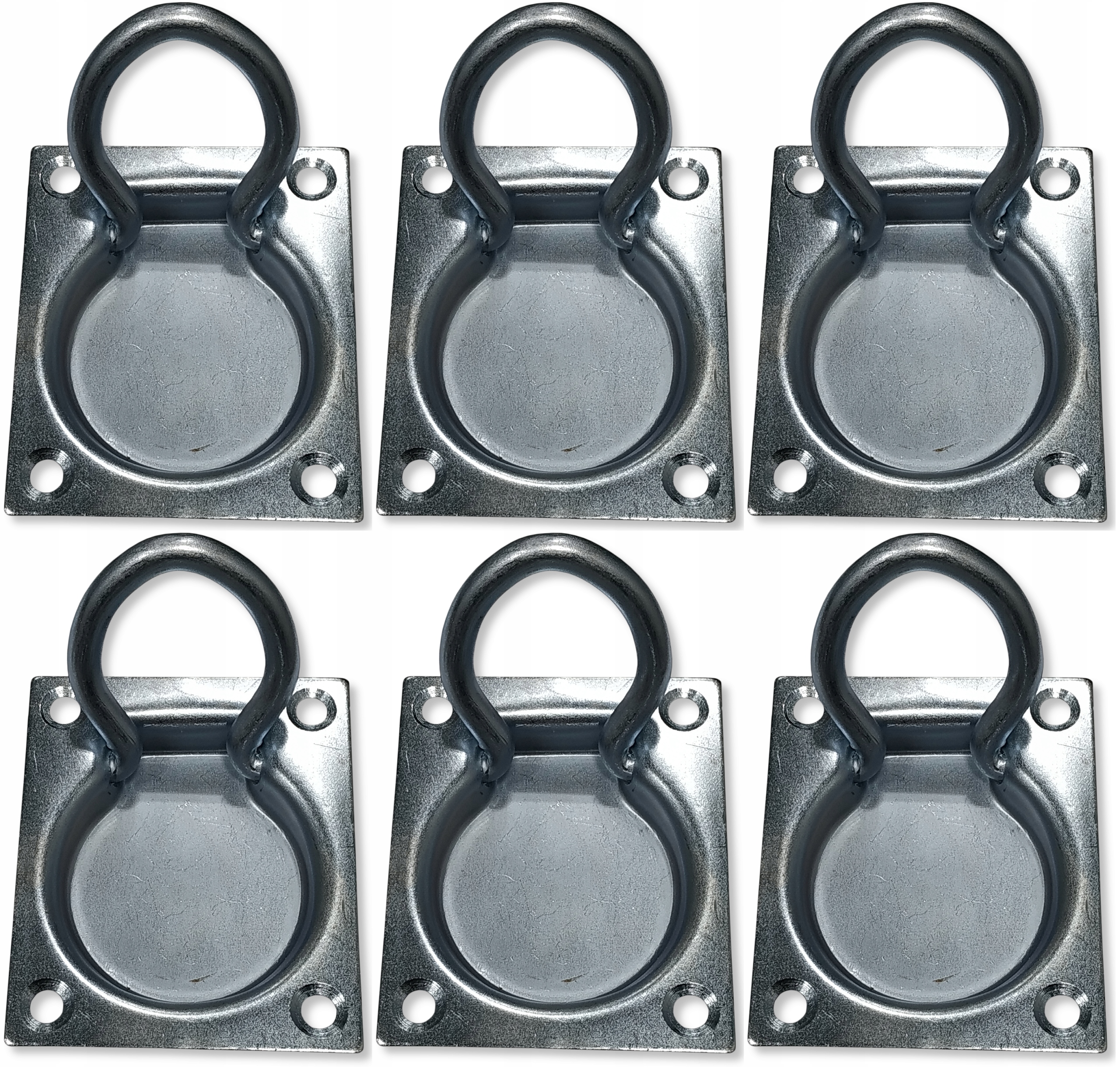 

6x Uchwyty mocowania ładunku ocynk 77x73 4 otwory